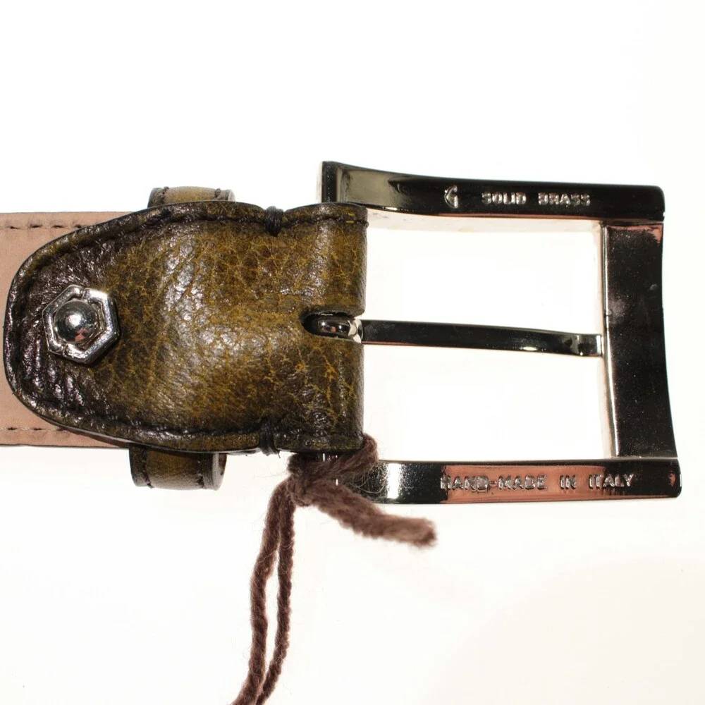 Di Bianco NWT Cut to Size Dress Belt In Green Pebbled Leather One Size